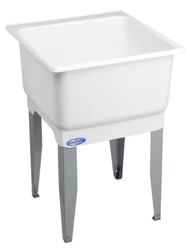 E. L. Mustee Mustee® UtilaTub® 23"W X 25"D White Polypropylene Floor Mount Laundry/Utility Sink 3 E. L. Mustee Mustee® UtilaTub® 23"W X 25"D White Polypropylene Floor Mount Laundry/Utility Sink