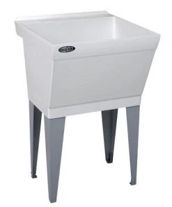 E. L. Mustee Mustee® UtilaTub® 23"W X 23.5"D White Durastone® Floor-Mount Laundry/Utility Sink