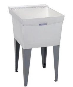 E. L. Mustee Mustee® UtilaTub® 20"W X 24"D White Thermoplastic Floor-Mount Laundry/Utility Sink