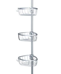 Zenna Home® Rustproof Satin Chrome Tension Pole Shower Caddy