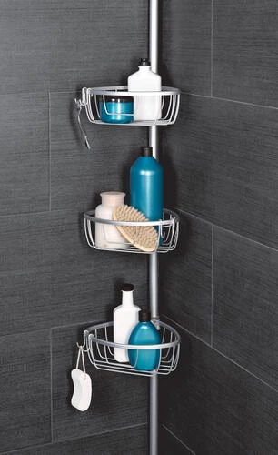 Zenna Home® Rustproof Satin Chrome Tension Pole Shower Caddy 4 Zenna Home® Rustproof Satin Chrome Tension Pole Shower Caddy - Image 2