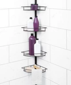 Zenna Home® Bronze Corner Shower Tension Pole Caddy -Zenna Home || Shutters By Design || Mustee Sales 2156HB ALT2