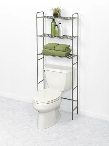 Zenna Home® 23"W X 60"H Satin Nickel Over-the-Toilet Storage Shelves 4 Zenna Home® 23"W X 60"H Satin Nickel Over-the-Toilet Storage Shelves - Image 2