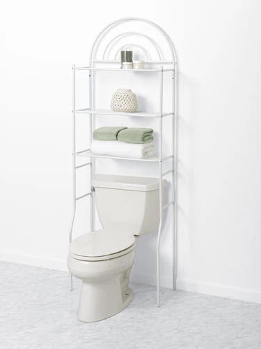 Zenna Home® 24"W X 68"H White Over-the-Toilet Storage Shelves 4 Zenna Home® 24"W X 68"H White Over-the-Toilet Storage Shelves - Image 2