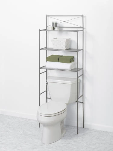Zenna Home® Cross-Style 24"W X 65"H Satin Nickel Over-the-Toilet Storage Shelves 4 Zenna Home® Cross-Style 24"W X 65"H Satin Nickel Over-the-Toilet Storage Shelves - Image 2