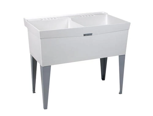 E. L. Mustee Mustee® UtilaTwin® 40"W X 24"D White Fiberglass Floor-Mount Laundry/Utility Sink 3 E. L. Mustee Mustee® UtilaTwin® 40"W X 24"D White Fiberglass Floor-Mount Laundry/Utility Sink