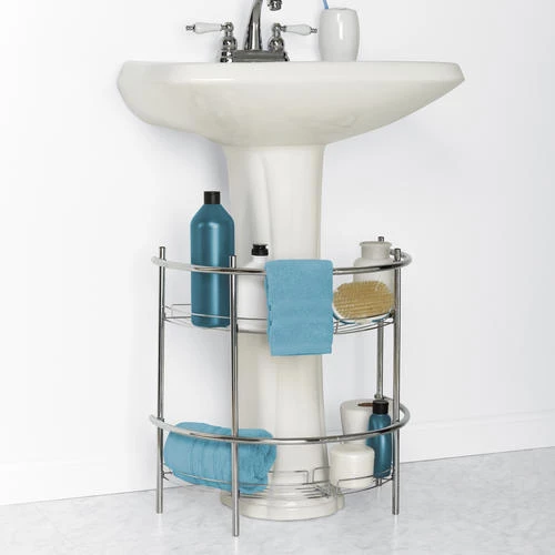 Zenna Home® 20" Chrome Pedestal Sink Shelf 4 Zenna Home® 20" Chrome Pedestal Sink Shelf - Image 2