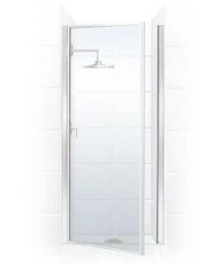 E. L. Mustee E.L. Mustee Stylemate 36"W X 65"H Chrome Framed Pivot Shower Door With Clear Glass