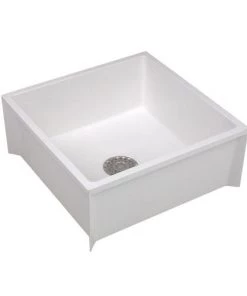 E. L. Mustee Mustee® 24"W X 24"W White Fiberglass Mop Service Basin For 3" DWV