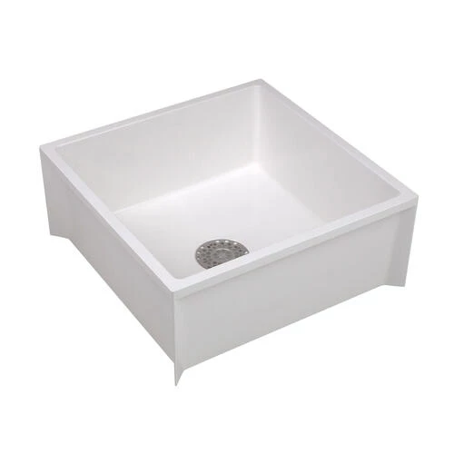 E. L. Mustee Mustee® 24"W X 24"W White Fiberglass Mop Service Basin For 3" DWV 3 E. L. Mustee Mustee® 24"W X 24"W White Fiberglass Mop Service Basin For 3" DWV