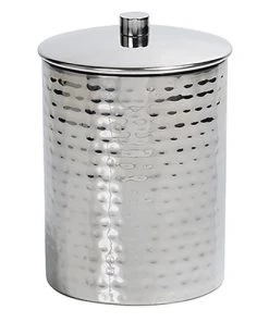 Zenna Home Hammered Stainless Steel Chrome Cotton Ball Holder