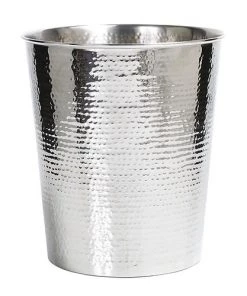 Zenna Home Hammered Stainless Steel Chrome Wastebasket