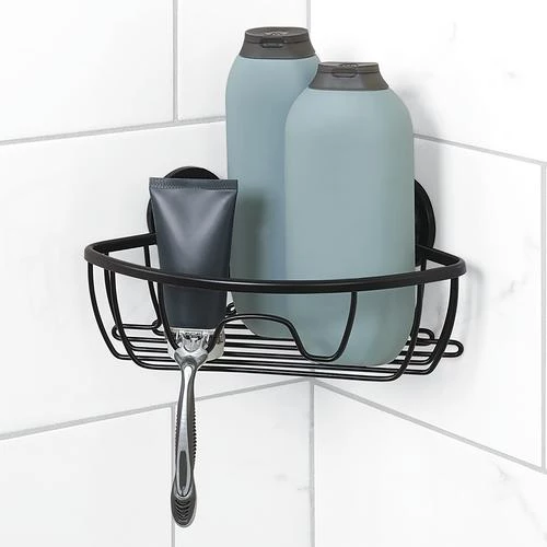 Zenna Home NeverRust Power Grip Pro Matte Black Dual Mount Corner Basket 4 Zenna Home NeverRust Power Grip Pro Matte Black Dual Mount Corner Basket - Image 2