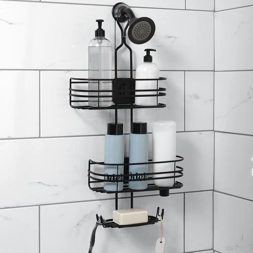 Zenna Home Matte Black Adjustable Shower Caddy 6 Zenna Home Matte Black Adjustable Shower Caddy - Image 4
