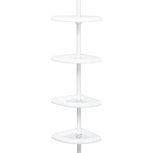 Zenna Home Shower White Tension Pole Caddy 3 Zenna Home Shower White Tension Pole Caddy