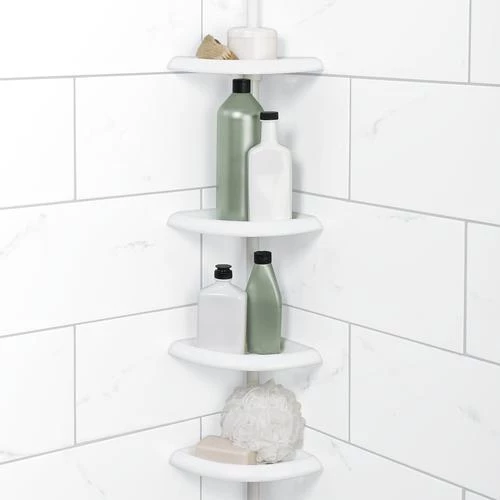 Zenna Home Shower White Tension Pole Caddy 5 Zenna Home Shower White Tension Pole Caddy - Image 3