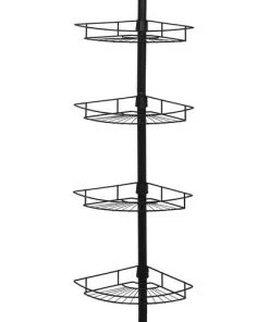 Zenna Home® Matte Black Corner Shower Tension Pole Caddy