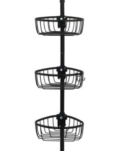 Zenna Home® Rustproof Matte Black Tension Pole Shower Caddy