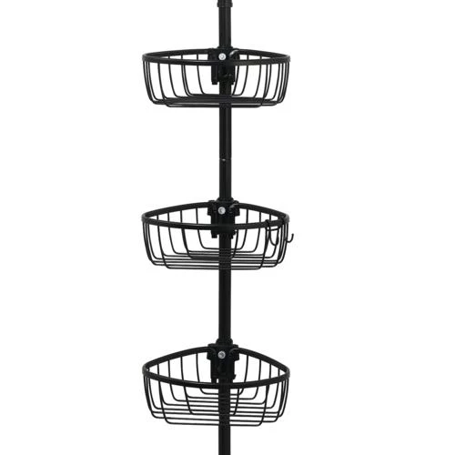 Zenna Home® Rustproof Matte Black Tension Pole Shower Caddy 3 Zenna Home® Rustproof Matte Black Tension Pole Shower Caddy