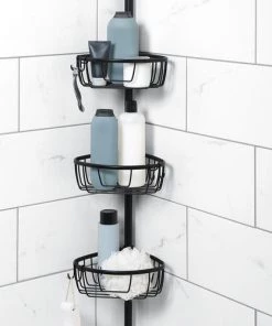 Zenna Home® Rustproof Matte Black Tension Pole Shower Caddy 7 Zenna Home® Rustproof Matte Black Tension Pole Shower Caddy -Zenna Home || Shutters By Design || Mustee Sales 6754172 SC 2151ALBKL V2