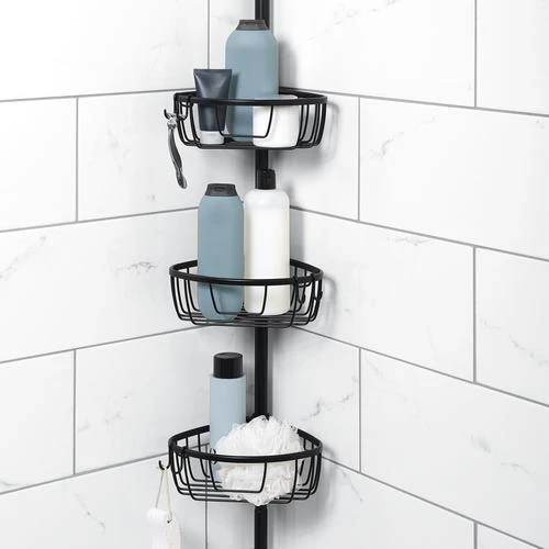 Zenna Home® Rustproof Matte Black Tension Pole Shower Caddy 5 Zenna Home® Rustproof Matte Black Tension Pole Shower Caddy - Image 3