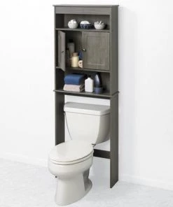 Zenna Home® 23"W X 67"H Driftwood Gray Over-The-Toilet Storage Cabinet 8 Zenna Home® 23"W X 67"H Driftwood Gray Over-The-Toilet Storage Cabinet -Zenna Home || Shutters By Design || Mustee Sales 9119GY alt2
