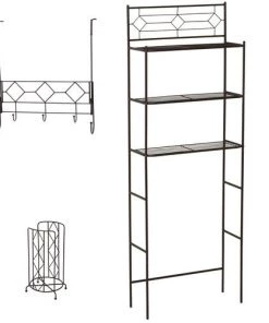 Zenna Home® Diamond Pearl 23"W X 9"D X 65"H Oil-Rubbed Bronze 3-Piece Over-the Toilet Storage Shelves Set