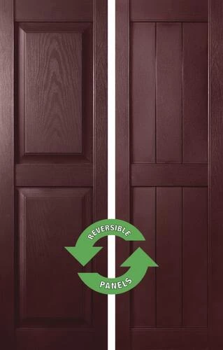 Shutters By Design 14-1/2"W X 39"H Bordeaux Vinyl Reversible Exterior Shutters - 2-Pack 3 Shutters By Design 14-1/2"W X 39"H Bordeaux Vinyl Reversible Exterior Shutters - 2-Pack