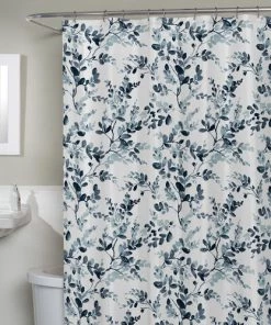 Zenna Home® Watercolor Botanical Blue 70"W X 72"H Polyester Shower Curtain