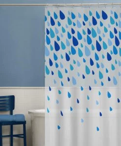 Zenna Home® Raindrops Blue 70"W X 72"H PEVA Shower Curtain