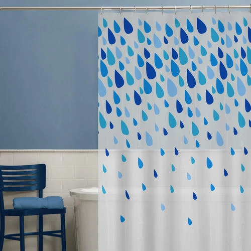 Zenna Home® Raindrops Blue 70"W X 72"H PEVA Shower Curtain 3 Zenna Home® Raindrops Blue 70"W X 72"H PEVA Shower Curtain