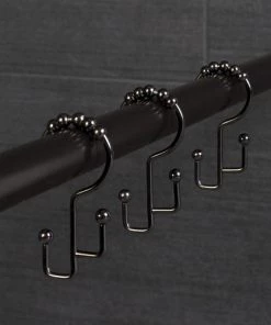 Zenna Home® Rustproof Bronze Double Roller Shower Curtain Hooks - 12 Count -Zenna Home || Shutters By Design || Mustee Sales DR03STHBL ALT