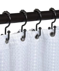 Zenna Home® Rustproof Bronze Double Roller Shower Curtain Hooks - 12 Count -Zenna Home || Shutters By Design || Mustee Sales DR03STHBL ALT2