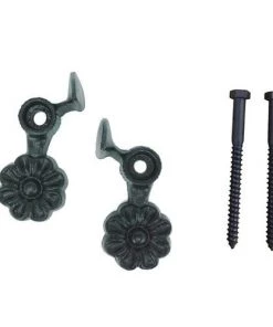 Shutters By Design Sun Flower Cast Iron Lag Mounted Shutter Dogs - 2 Pack