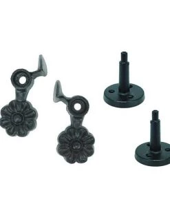 Shutters By Design Sun Flower Cast Iron Post Mounted Shutter Dogs - 2 Pack