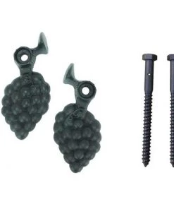 Shutters By Design Large Grape Design Cast Iron Lag Mounted Shutter Dogs - 2 Pack