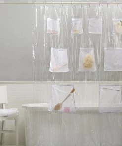 Zenna Home® Mesh Pocket Clear 70"W X 72"H Heavy Weight PEVA Shower Curtain Liner