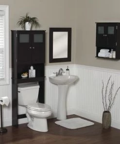 Zenna Home® 20"W X 7"D X 24"H Espresso Bathroom Wall Cabinet -Zenna Home || Shutters By Design || Mustee Sales Modern Collection 1