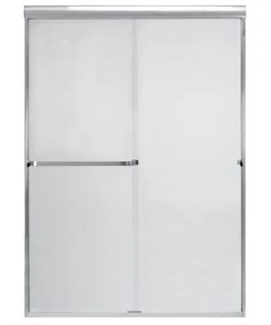 E. L. Mustee E.L. Mustee Stylemate 59"W X 69"H Chrome Semi-Frameless Sliding Shower Door With Clear Glass