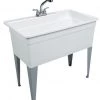 E. L. Mustee Mustee® UtilaTub® 40"W X 24"D White Polypropylene Floor-Mount Laundry/Utility Sink With Faucet