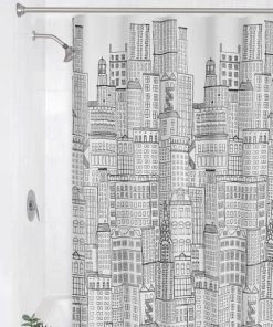Zenna Home® Cityscape 70"W X 72"H PEVA Shower Curtain And Ring Set - 13 Piece