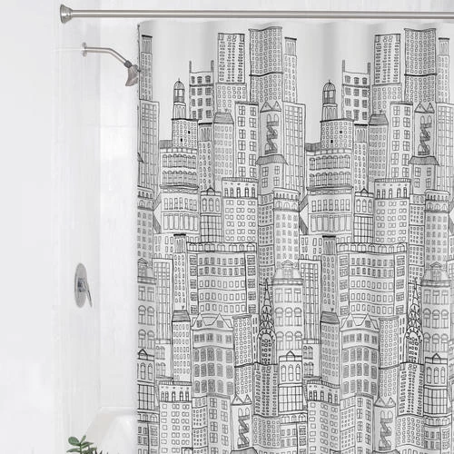 Zenna Home® Cityscape 70"W X 72"H PEVA Shower Curtain And Ring Set - 13 Piece 3 Zenna Home® Cityscape 70"W X 72"H PEVA Shower Curtain And Ring Set - 13 Piece