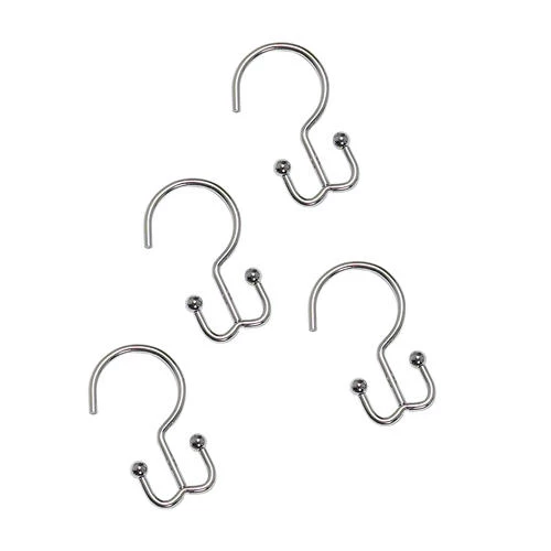 Zenna Home® Chrome Double Shower Curtain Hooks - 12 Count 4 Zenna Home® Chrome Double Shower Curtain Hooks - 12 Count - Image 2