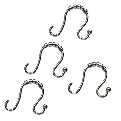 Zenna Home® NeverRust Nickel Double Roller Shower Curtain Hooks - 12 Count 4 Zenna Home® NeverRust Nickel Double Roller Shower Curtain Hooks - 12 Count - Image 2