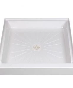 E. L. Mustee E.L. Mustee Durabase 32"W X 32"D White Single Curb Shower Base With Center Drain