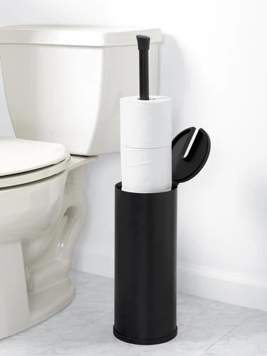 Zenna Home® Black Freestanding Toilet Paper Roll Reserve 6 Zenna Home® Black Freestanding Toilet Paper Roll Reserve - Image 4