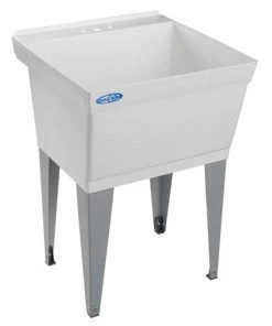 E. L. Mustee Mustee® UtilaTub® 23"W X 23.5"D White Thermoplastic Floor-Mount Laundry/Utility Sink