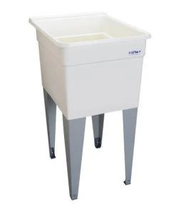 E. L. Mustee Mustee® UtilaTub® 18"W X 24"D White Plastic Floor-Mount Laundry/Utility Sink