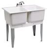 E. L. Mustee Mustee® UtilaTwin® 36"W X 23.5"D White Plastic Floor-Mount Laundry/Utility Sink With Faucet 2 E. L. Mustee Mustee® UtilaTwin® 36"W X 23.5"D White Plastic Floor-Mount Laundry/Utility Sink With Faucet -Zenna Home || Shutters By Design || Mustee Sales mustee22C2.jpg