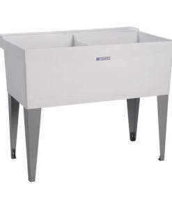 E. L. Mustee Mustee® UtilaTwin 40"W X 24"D White Thermoplastic Floor-Mount Laundry/Utility Sink